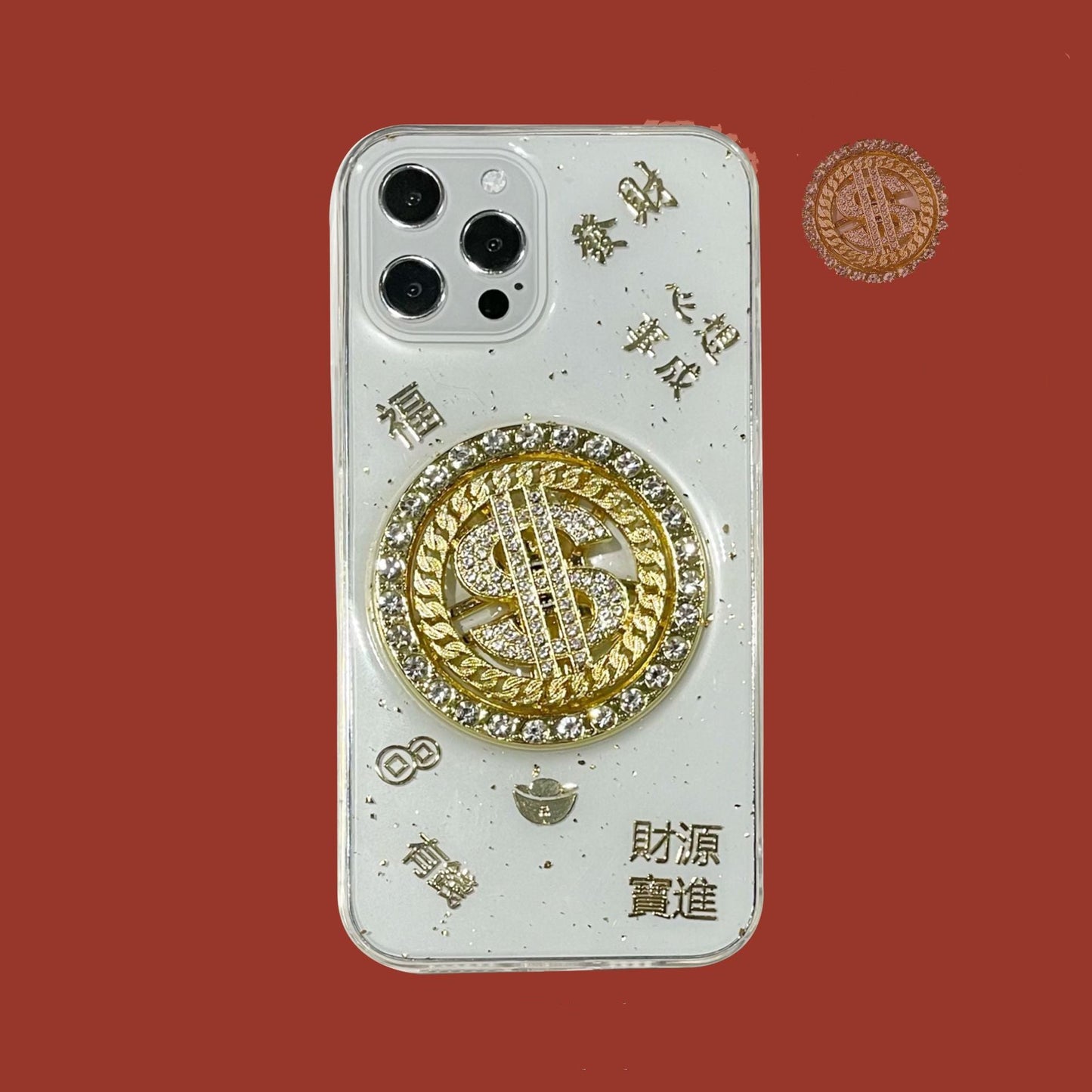 3D Diamond Dollar Turnplate Phone Case Luxury Designer null